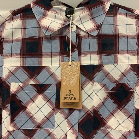Prana Flint Plaid Maxi Shirt sz S NWT - Picture 4 of 9